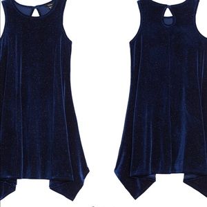 Girls navy Zunie shimmer shark bite dress size 10